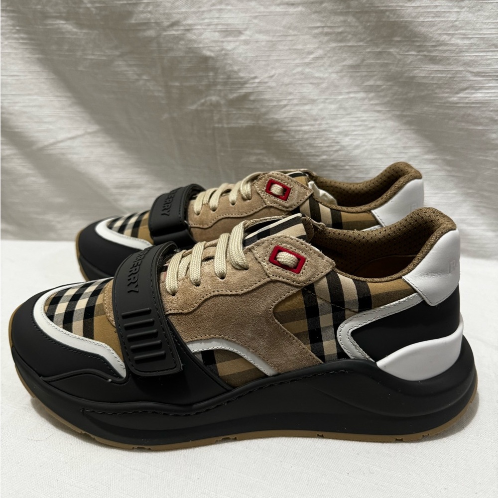 Burberry Plaid Sneakers - Black, White, Tan